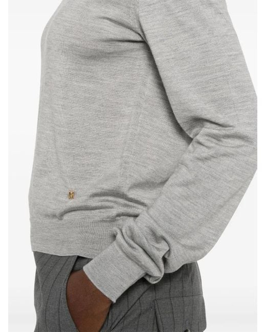 Moschino Gray Fine-Knit Sweater