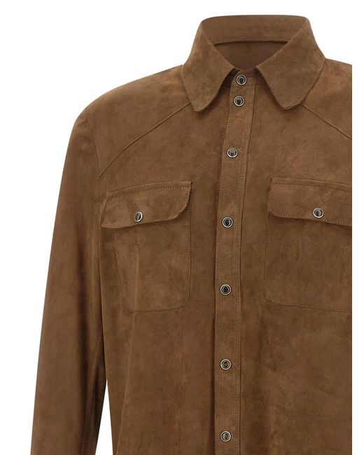 CONCEPT LEATHER Brown Marc37 Napoli Leather Shirt for men