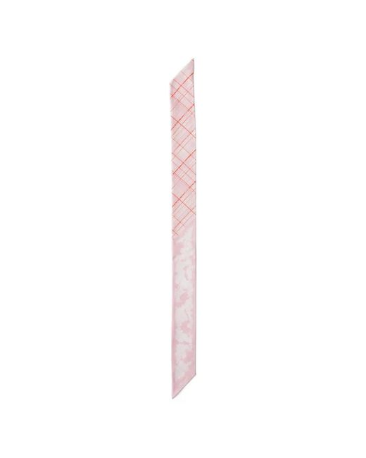 Prada White Printed Silk Twill Skinny Scarf