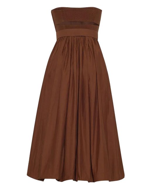 Cara Cara Brown Belted Strapless Midi Day Dress
