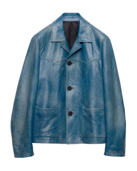 Prada Jack Van Nappa Leer in het Blue voor heren