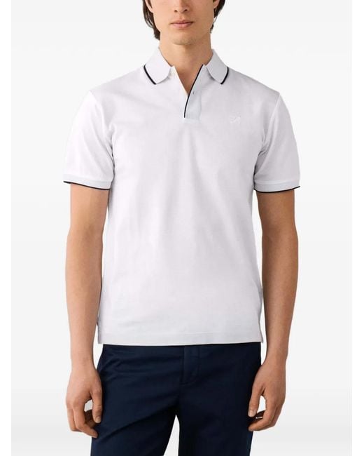 Hackett White Polo À Fente Latérale for men