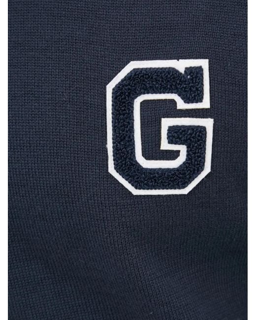 Gant Blue Logo-Appliqué Crew-Neck Sweater for men
