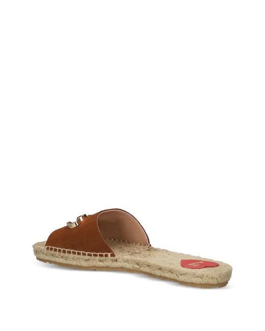 Love Moschino Brown Heart-Appliqué Flat Espadrilles