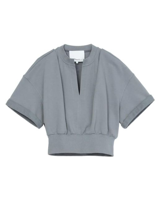 3.1 Phillip Lim Gray V-Neck Cotton T-Shirt