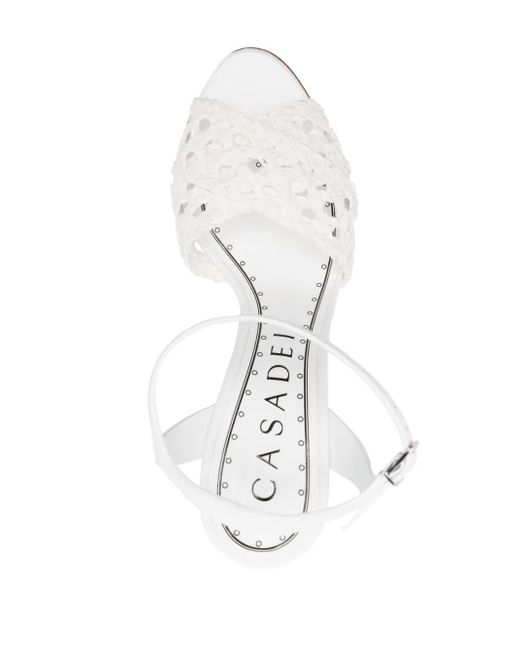 Casadei White Flora Versilia 155Mm Platform Sandals