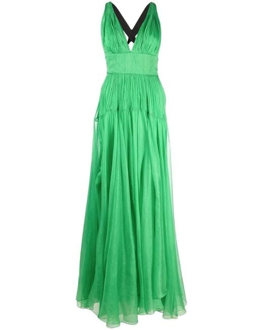 Abito Da Sera Ozana Con Scollo A V di Maria Lucia Hohan in Green