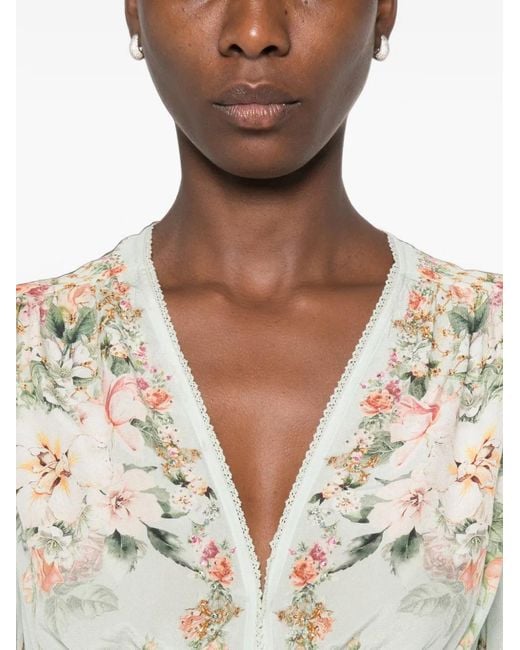 Camilla White Floral-Print V-Neck Maxi Dress