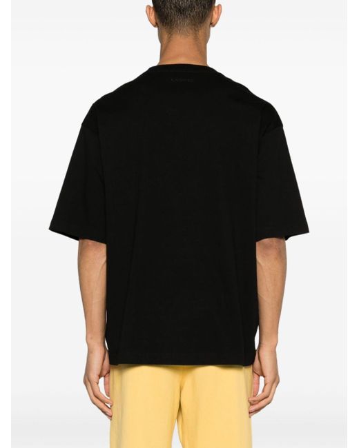 Lanvin Black Daunou-embroidery Cotton T-shirt for men