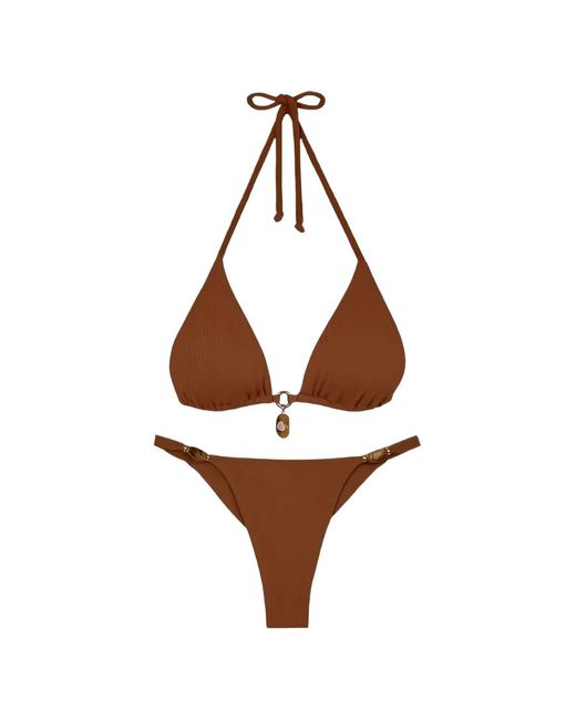 ViX Brown Firenze Olivia Charm-Embellished Bikini Top