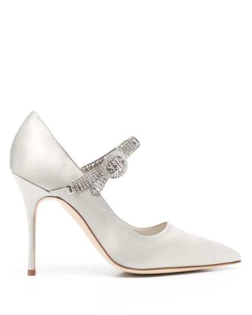 Manolo Blahnik White 105Mm Hamedi Pumps