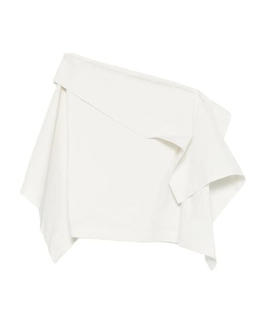 Issey Miyake White Asymmetric Bandeau Top
