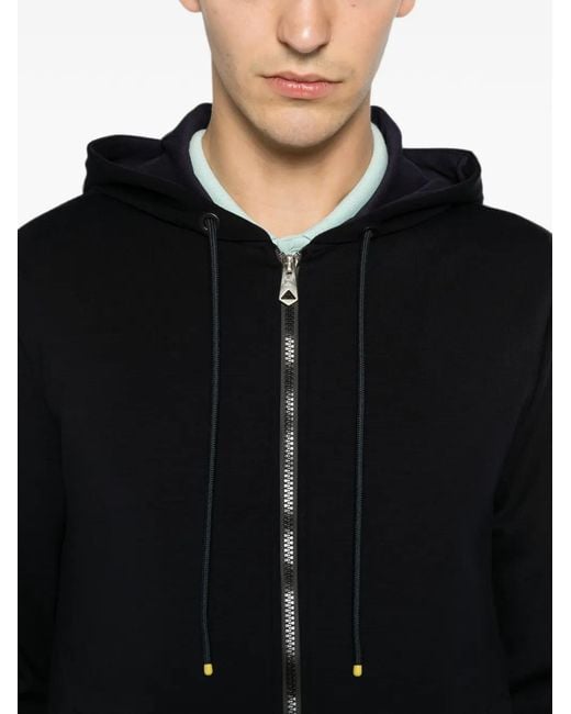 Paul Smith Black Zip-Up Drawstring Hoodie for men