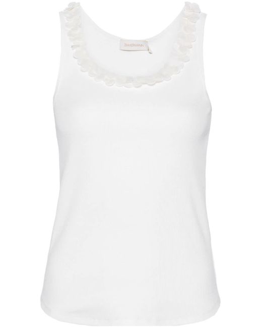 Camiseta de tirantes con aplique floral Zimmermann de color White