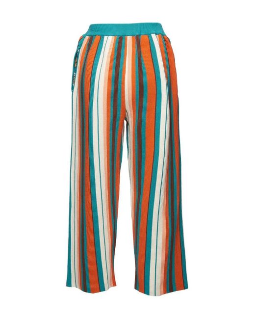 LaDoubleJ Blue Vertical-Stripe Cropped Trousers