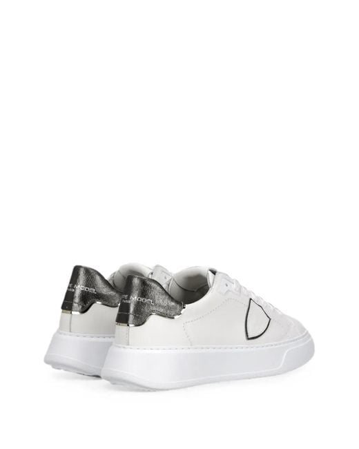 Philippe Model White Temple Low Leather Sneakers