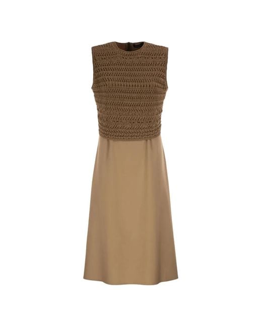 Fabiana Filippi Natural Crochet-Knit Sleeveless Dress