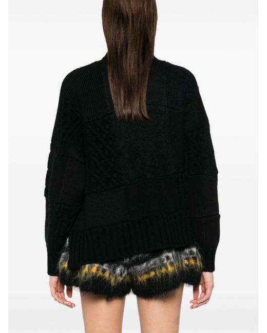 Sacai Black Patchwork Cardigan