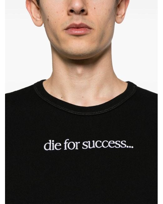 T-shirt en coton à slogan brodé DIESEL pour homme en coloris Black