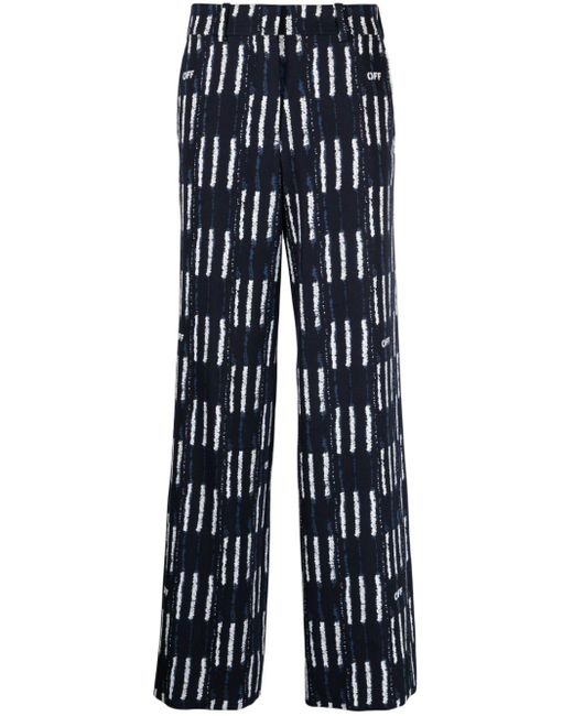 Off-White c/o Virgil Abloh Blue Shibori Graphic-print Wide-leg Trousers