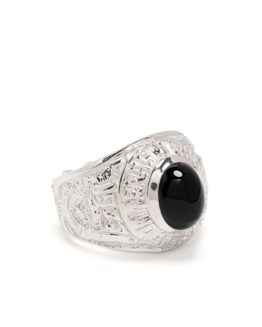 Martine Ali Metallic Silver Plated Onyx Ring for men
