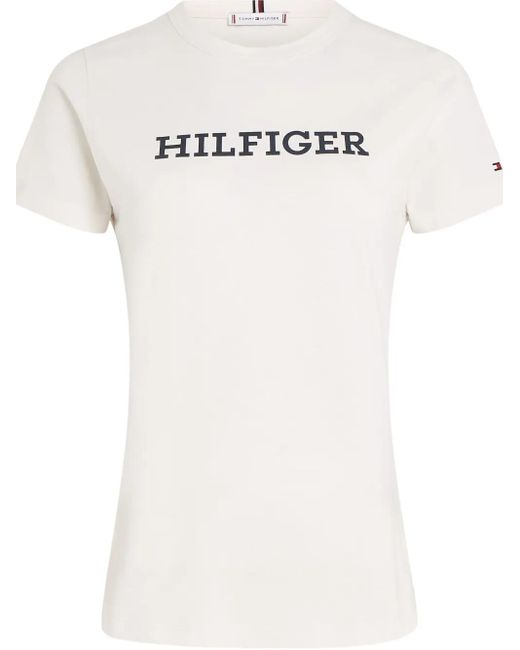 Tommy Hilfiger White Logo-Print T-Shirt