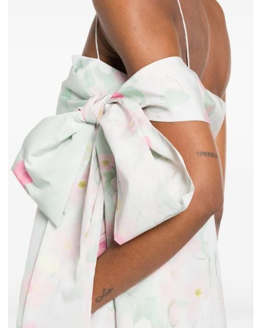 BERNADETTE White Bailey Floral-Print Bow-Detail Dress