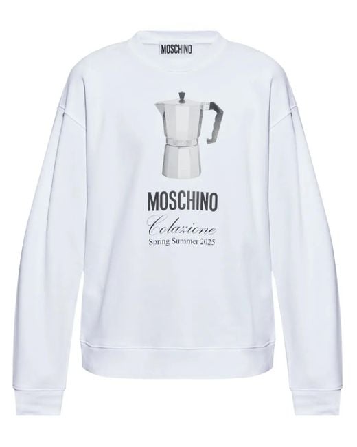 Moschino White Printed Sweatshirt for men