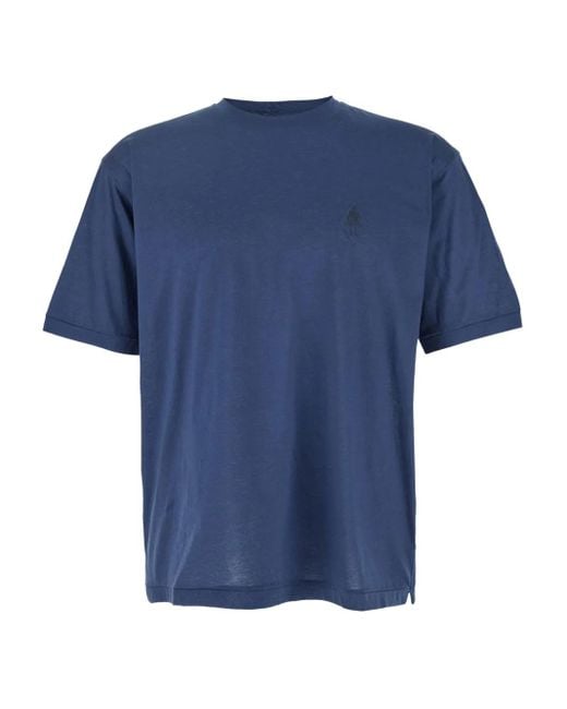 C P Company Blue Logo-Print T-Shirt for men