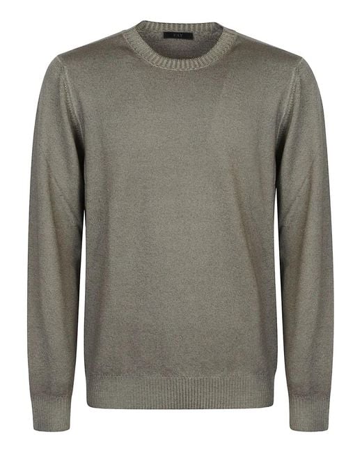 Fay Gray Wool Crew-Neck Sweater for men