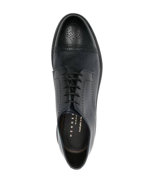 Henderson Black Leather Derby Shoes for men