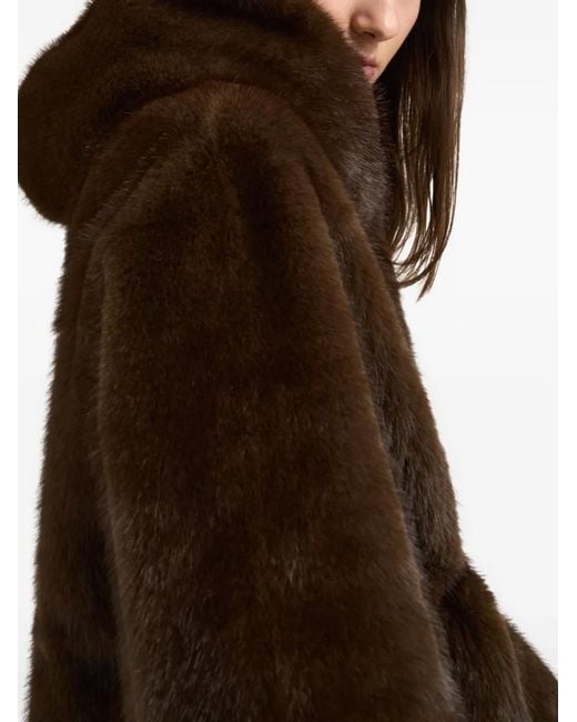 Bully Brown Hooded Faux-Fur Jacket