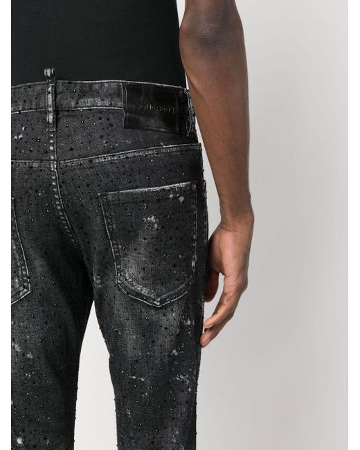 DSquared² Gray Skater Embellished Skinny Jeans for men