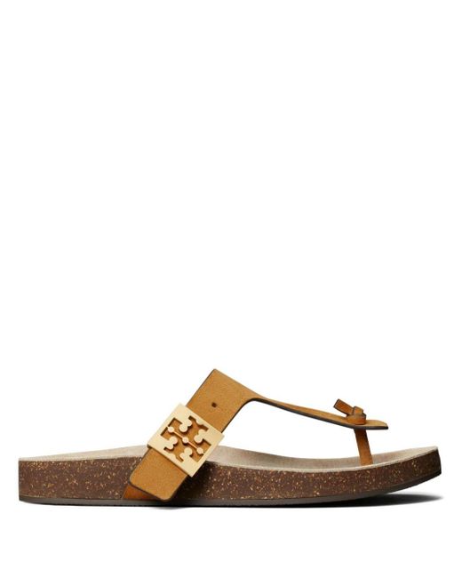 Tory Burch Brown Mellow Thong Leather Sandals