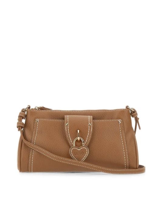 Liu Jo Brown Small Heart-Lock Crossbody Bag