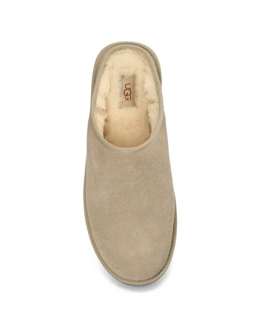 Ugg White Classic Leather Slides for men