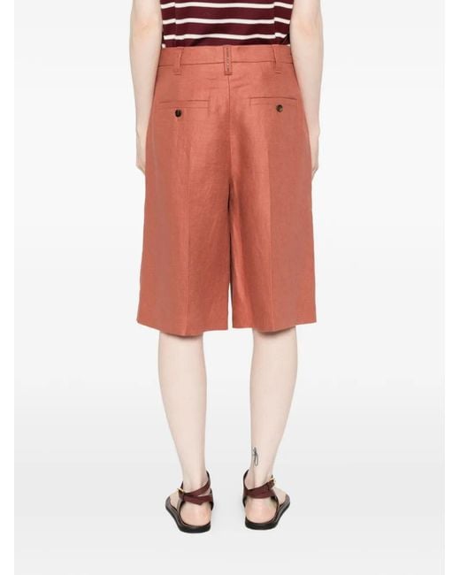 Brunello Cucinelli Red Linen Shorts