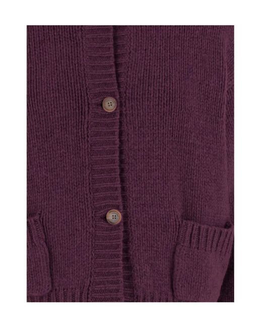 Magda Butrym Purple Buttoned Patch-Pocket Cardigan