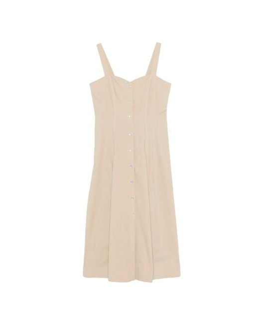 Pinko White Monia Buttoned Sleeveless Midi Dress