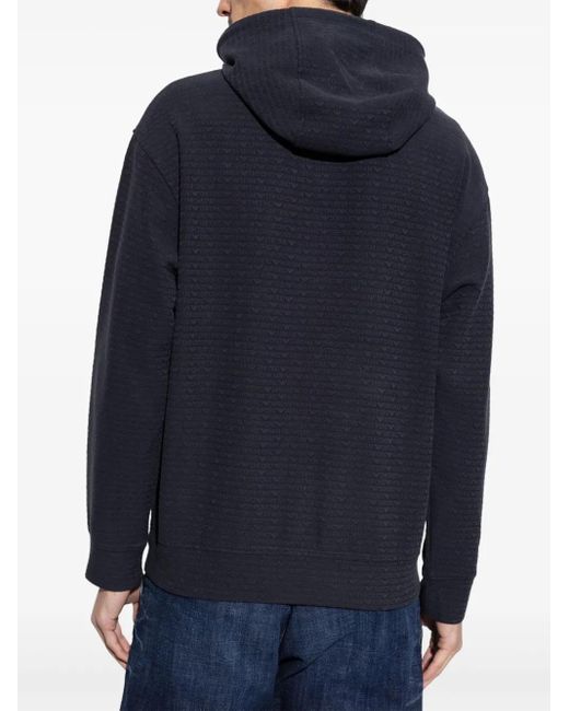 Felpa Con Cappuccio E Logo di Emporio Armani in Blue da Uomo
