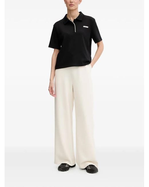 Guess Black Logo-Patch Polo Top