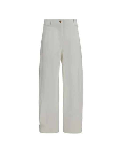 Max Mara Gray Adorni Button-Cuff Wide-Leg Trousers