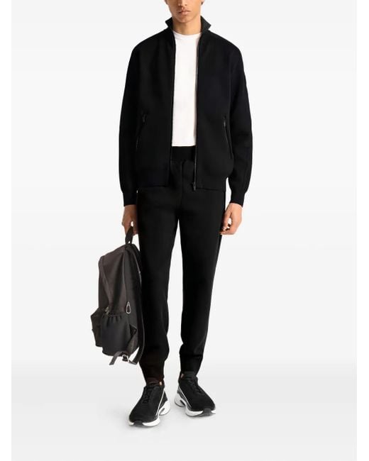 Fusalp Black Intarsia-Panel Ribbed Bomber Jacket for men