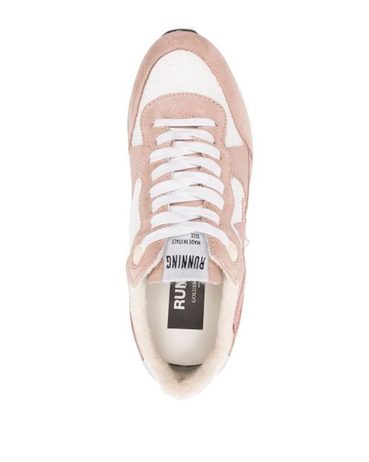 Golden Goose Deluxe Brand Pink Star Patch Panelled Sneakers - Women's - Pure Cotton/buffalo Leather/calf Leather/fabricrubber
