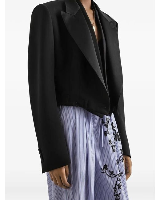 Dolce & Gabbana Black Shawl Collar Cropped Jacket