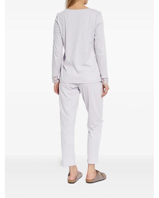 Hanro White Lace-Trimmed Pajama Set