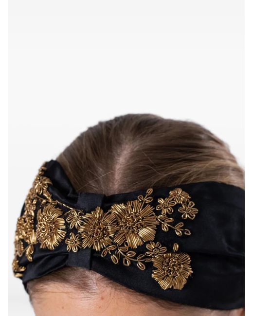Jennifer Behr Black Safina Floral Headband