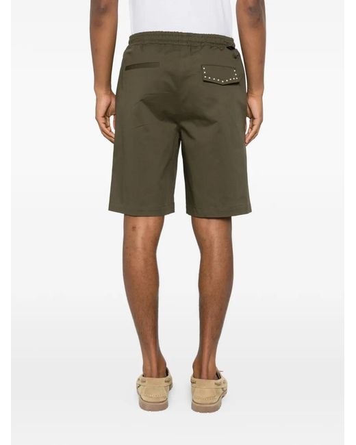 Low Brand Green George Coulisse Stud-Embellished Drawstring Shorts for men