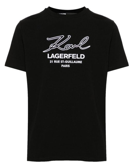 Logo-appliqué cotton T-shirt di Karl Lagerfeld in Black da Uomo