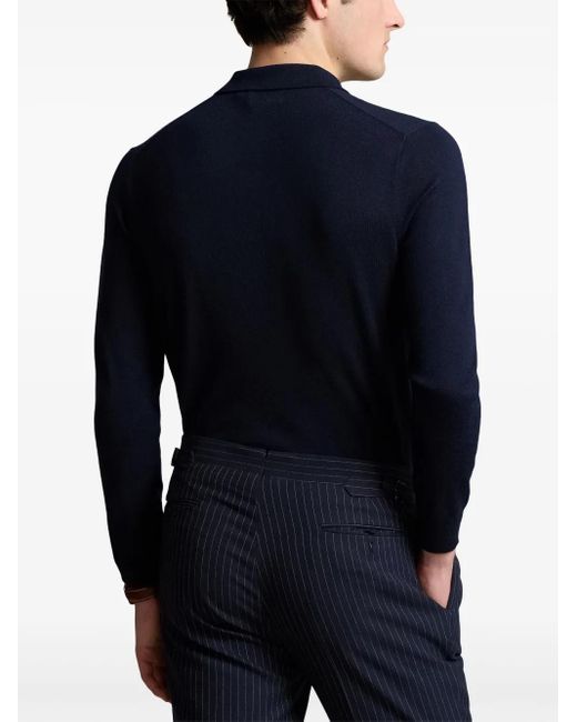 Polo Ralph Lauren Blue Tailored Wool Pullover With Classic Polo Collar for men